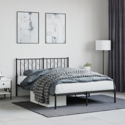 vidaXL Estructura de cama con cabecero metal negro 135x190 cm