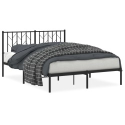 vidaXL Estructura de cama con cabecero metal negro 135x190 cm