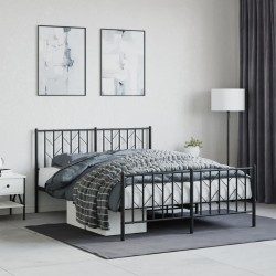 vidaXL Estructura de cama cabecero y pie de cama metal negro 140x190cm