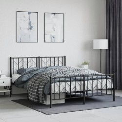 vidaXL Estructura de cama cabecero y pie de cama metal negro 150x200cm