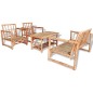 vidaXL Set de muebles de jardín 4 piezas y cojines bambú vidaXL Set de muebles de jardín 4 piezas y cojines bambú