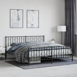 vidaXL Estructura de cama cabecero y pie de cama metal negro 183x213cm