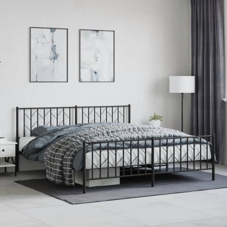 vidaXL Estructura de cama cabecero y pie de cama metal negro 183x213cm