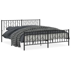 vidaXL Estructura de cama cabecero y pie de cama metal negro 183x213cm