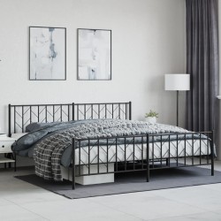 vidaXL Estructura de cama cabecero y pie de cama metal negro 200x200cm