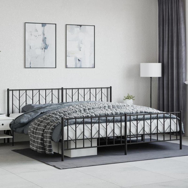 vidaXL Estructura de cama cabecero y pie de cama metal negro 200x200cm vidaXL Estructura de cama cabecero y pie de cama metal negro 200x200cm