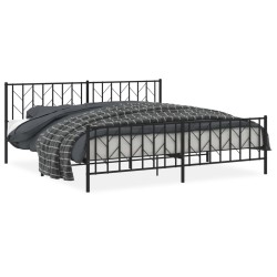 vidaXL Estructura de cama cabecero y pie de cama metal negro 200x200cm
