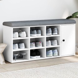 vidaXL Banco zapatero madera de ingeniería blanco 102x32x50 cm