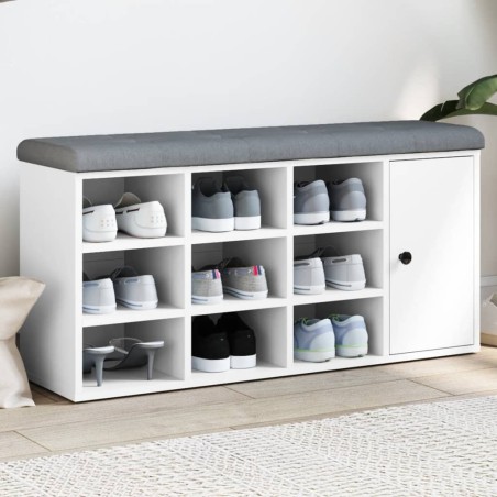 vidaXL Banco zapatero madera de ingeniería blanco 102x32x50 cm