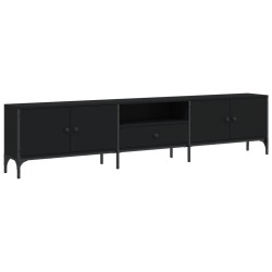 vidaXL Mueble de TV con cajón madera de ingeniería negro 200x25x44 cm