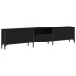 vidaXL Mueble de TV con cajón madera de ingeniería negro 200x25x44 cm vidaXL Mueble de TV con cajón madera de ingeniería negro 200x25x44 cm