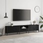 vidaXL Mueble de TV con cajón madera de ingeniería negro 200x25x44 cm vidaXL Mueble de TV con cajón madera de ingeniería negro 200x25x44 cm