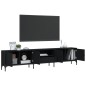 vidaXL Mueble de TV con cajón madera de ingeniería negro 200x25x44 cm vidaXL Mueble de TV con cajón madera de ingeniería negro 200x25x44 cm
