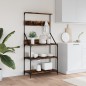 vidaXL Estantería cocina con ganchos madera ingeniería roble ahumado
