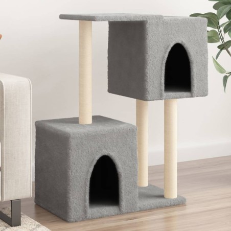 vidaXL Rascador para gatos con postes de sisal gris claro 86 cm