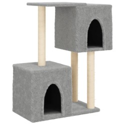 vidaXL Rascador para gatos con postes de sisal gris claro 86 cm