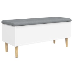 vidaXL Banco con almacenaje madera de ingeniería blanco 102x42x46 cm
