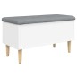 vidaXL Banco con almacenaje madera de ingeniería blanco 82x42x46 cm vidaXL Banco con almacenaje madera de ingeniería blanco 82x42x46 cm