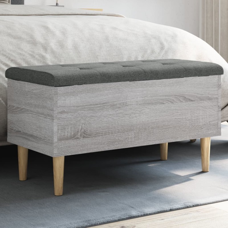 vidaXL Banco con almacenaje madera ingeniería gris Sonoma 82x42x46 cm vidaXL Banco con almacenaje madera ingeniería gris Sonoma 82x42x46 cm