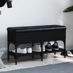 vidaXL Banco zapatero madera de ingeniería negro 82x32x45 cm