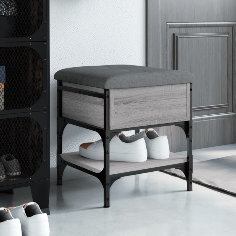 vidaXL Banco zapatero madera de ingeniería gris Sonoma 42x42x45 cm vidaXL Banco zapatero madera de ingeniería gris Sonoma 42x42x45 cm