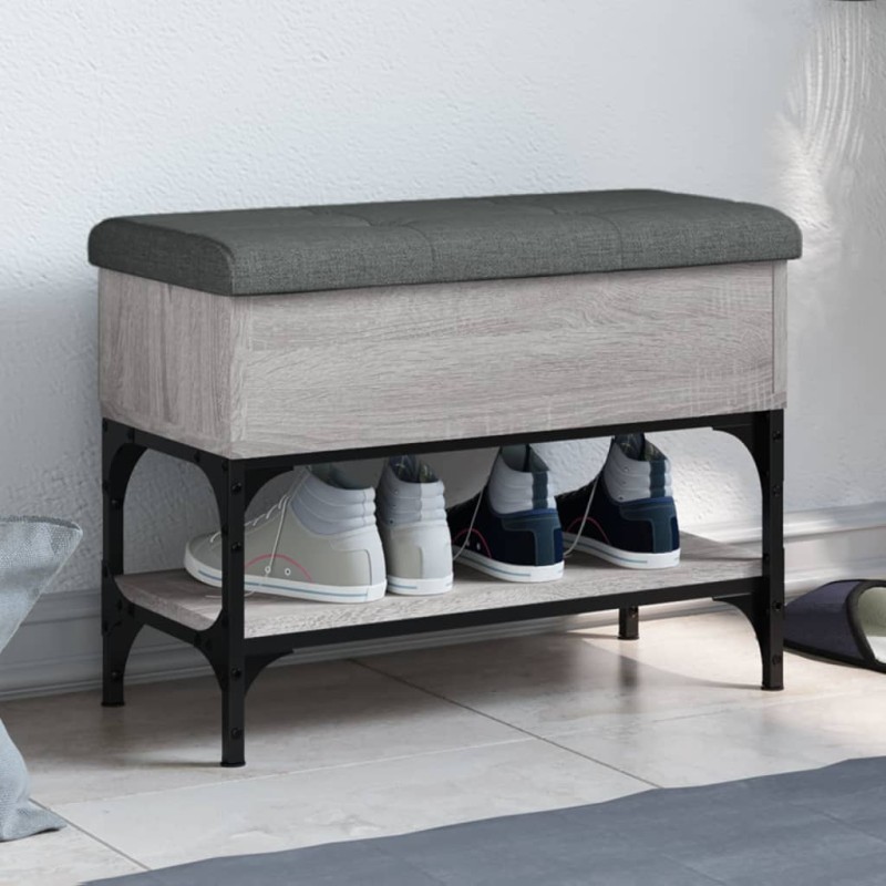 vidaXL Banco zapatero madera de ingeniería gris Sonoma 62x32x45 cm vidaXL Banco zapatero madera de ingeniería gris Sonoma 62x32x45 cm