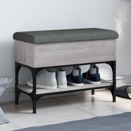 vidaXL Banco zapatero madera de ingeniería gris Sonoma 62x32x45 cm