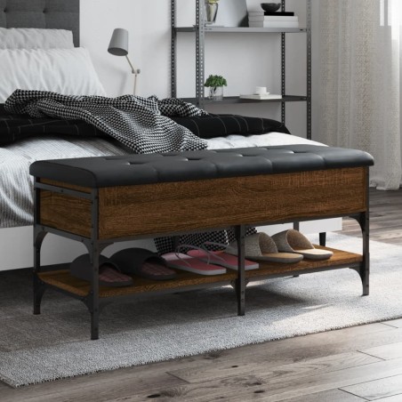 vidaXL Banco zapatero madera de ingeniería marrón roble 102x42x45 cm