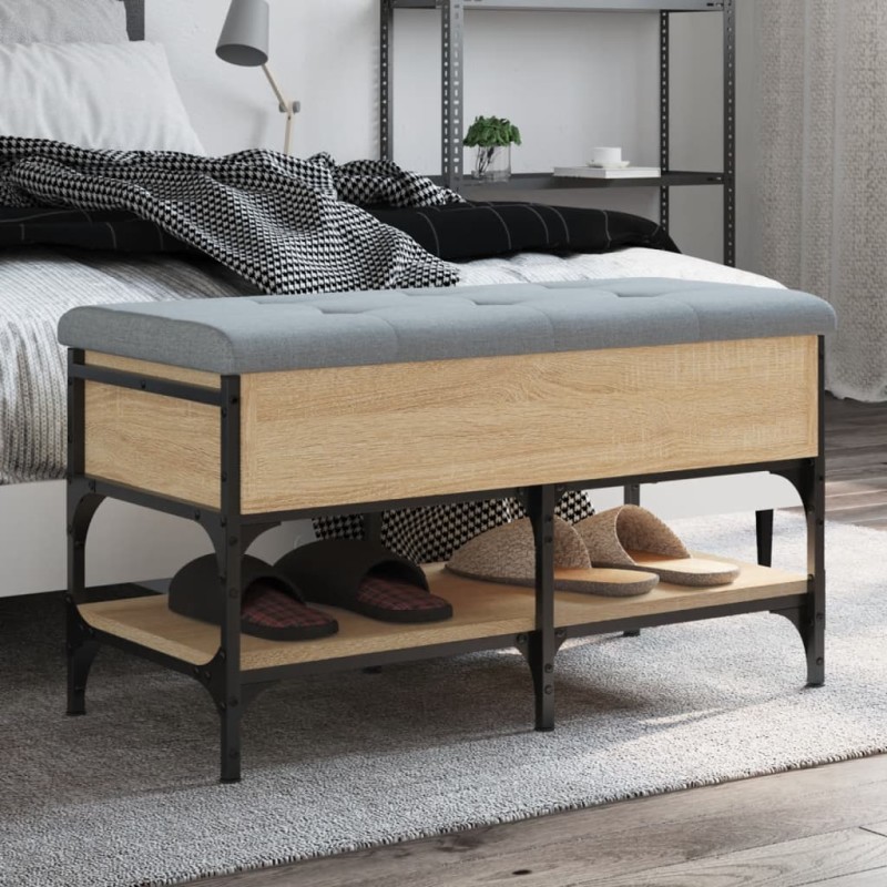 vidaXL Banco zapatero madera de ingeniería roble Sonoma 82x42x45 cm vidaXL Banco zapatero madera de ingeniería roble Sonoma 82x42x45 cm