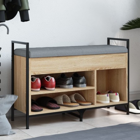 vidaXL Banco zapatero madera de ingeniería roble Sonoma 85,5x32x57,5cm