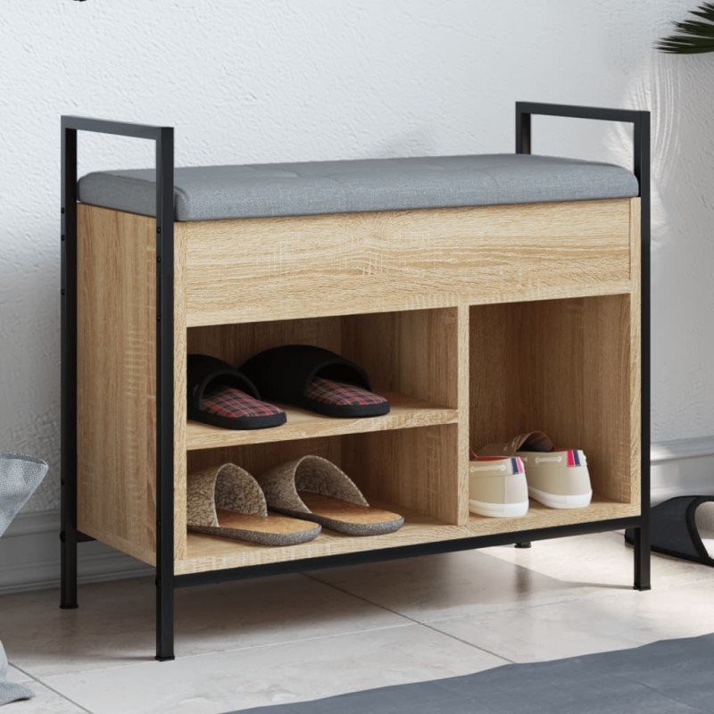 vidaXL Banco zapatero madera de ingeniería roble Sonoma 65,5x32x57,5cm vidaXL Banco zapatero madera de ingeniería roble Sonoma 65,5x32x57,5cm