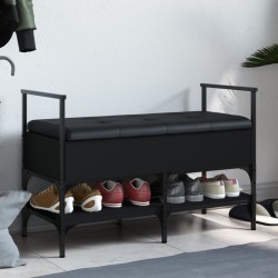 vidaXL Banco zapatero madera de ingeniería negro 85,5x42x57,5 cm