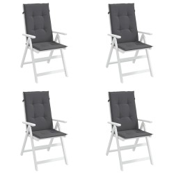 vidaXL Cojín silla de jardín respaldo alto 4 uds tela gris 120x50x3 cm