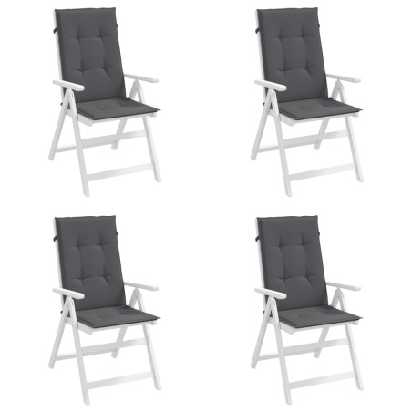 vidaXL Cojín silla de jardín respaldo alto 4 uds tela gris 120x50x3 cm