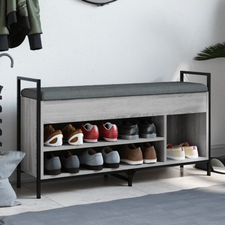 vidaXL Banco zapatero madera de ingeniería gris Sonoma 105,5x32x57,5cm