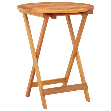 vidaXL Mesa jardín plegable madera maciza de eucalipto Ø60x75 cm