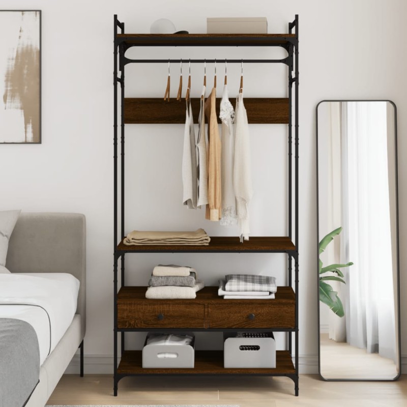 vidaXL Armario cajones madera ingeniería marrón roble 89x39x184,5 cm vidaXL Armario cajones madera ingeniería marrón roble 89x39x184,5 cm