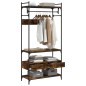 vidaXL Armario cajones madera ingeniería roble ahumado 89x39x184,5 cm vidaXL Armario cajones madera ingeniería roble ahumado 89x39x184,5 cm