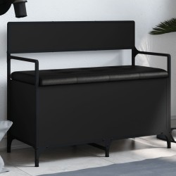 vidaXL Banco con almacenaje madera de ingeniería negro 85,5x42x73,5 cm