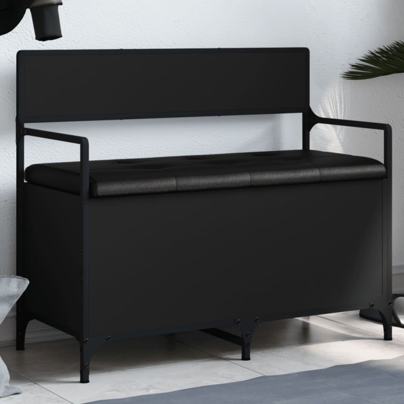 vidaXL Banco con almacenaje madera de ingeniería negro 85,5x42x73,5 cm vidaXL Banco con almacenaje madera de ingeniería negro 85,5x42x73,5 cm