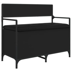 vidaXL Banco con almacenaje madera de ingeniería negro 85,5x42x73,5 cm
