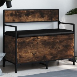 vidaXL Banco almacenaje madera ingeniería roble ahumado 85,5x42x73,5cm