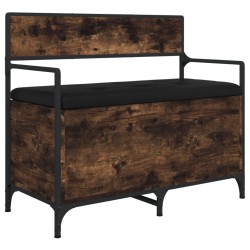 vidaXL Banco almacenaje madera ingeniería roble ahumado 85,5x42x73,5cm