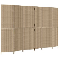 vidaXL Biombo de 6 paneles ratán sintético beige