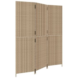 vidaXL Biombo de 3 paneles ratán sintético beige