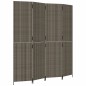 vidaXL Biombo de 4 paneles ratán sintético gris vidaXL Biombo de 4 paneles ratán sintético gris
