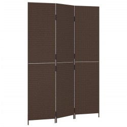 vidaXL Biombo de 3 paneles ratán sintético marrón