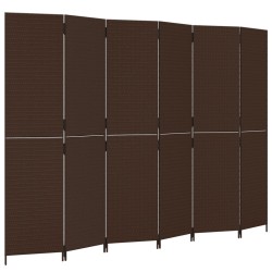 vidaXL Biombo de 6 paneles ratán sintético marrón