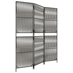 vidaXL Biombo de 3 paneles ratán sintético gris
