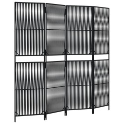 vidaXL Biombo de 4 paneles ratán sintético negro